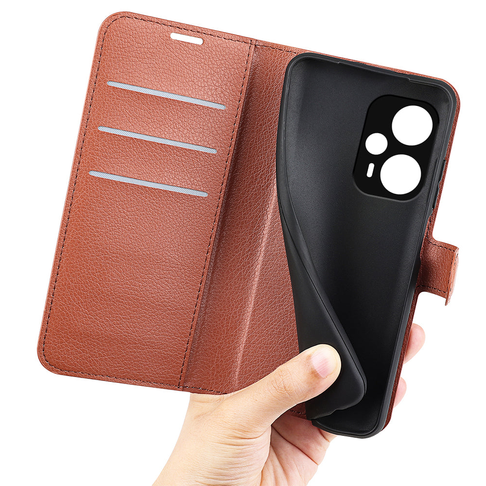 Stand Case for Xiaomi Redmi Note 12 Turbo / Poco F5 5G PU Leather Litchi Texture Wallet Phone Cover