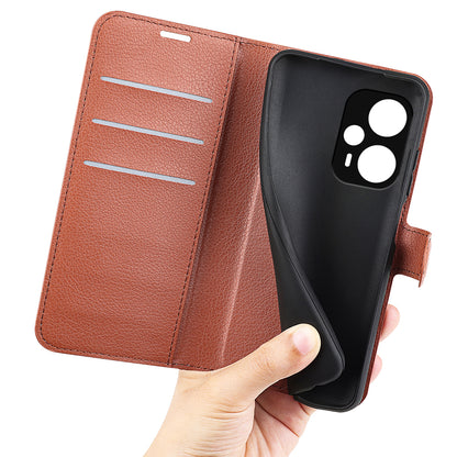 Stand Case for Xiaomi Redmi Note 12 Turbo / Poco F5 5G PU Leather Litchi Texture Wallet Phone Cover