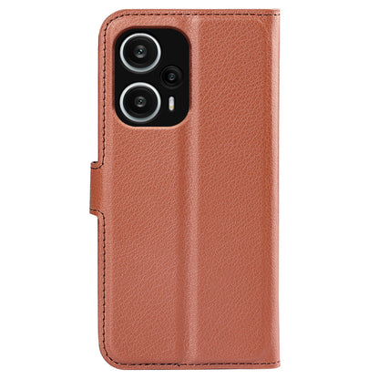 Stand Case for Xiaomi Redmi Note 12 Turbo / Poco F5 5G PU Leather Litchi Texture Wallet Phone Cover