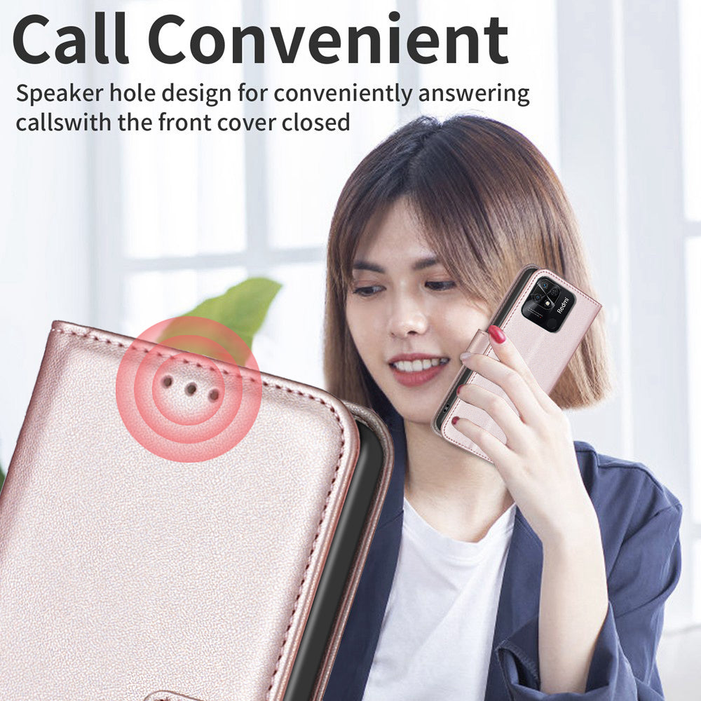 BINFEN COLOR BF17 Stand Phone Case for Xiaomi Redmi 10C 4G PU Leather Wallet Smartphone Cover