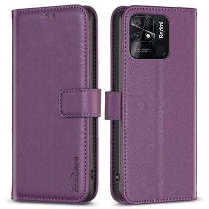 BINFEN COLOR BF17 Stand Phone Case for Xiaomi Redmi 10C 4G PU Leather Wallet Smartphone Cover