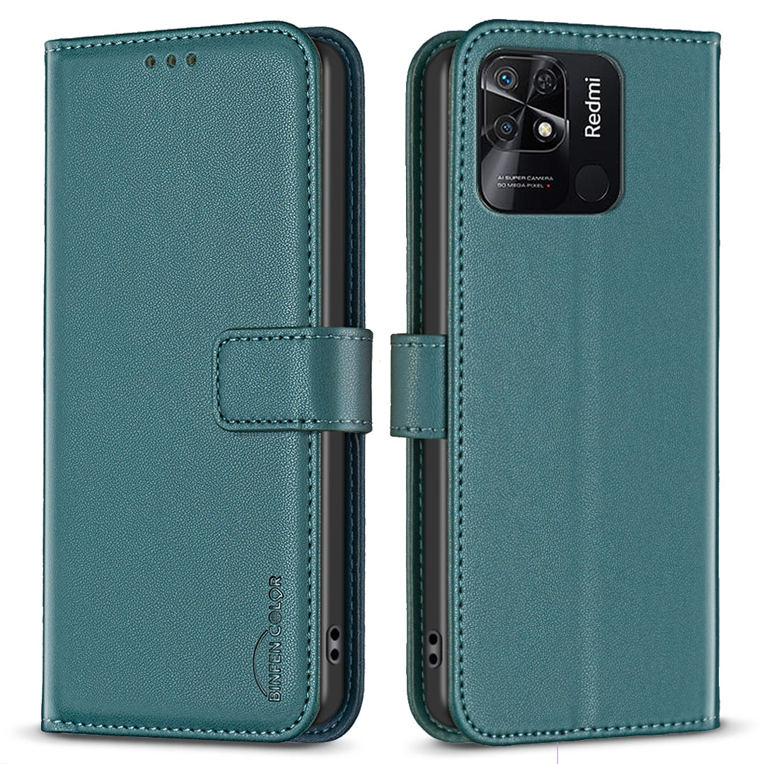 BINFEN COLOR BF17 Stand Phone Case for Xiaomi Redmi 10C 4G PU Leather Wallet Smartphone Cover