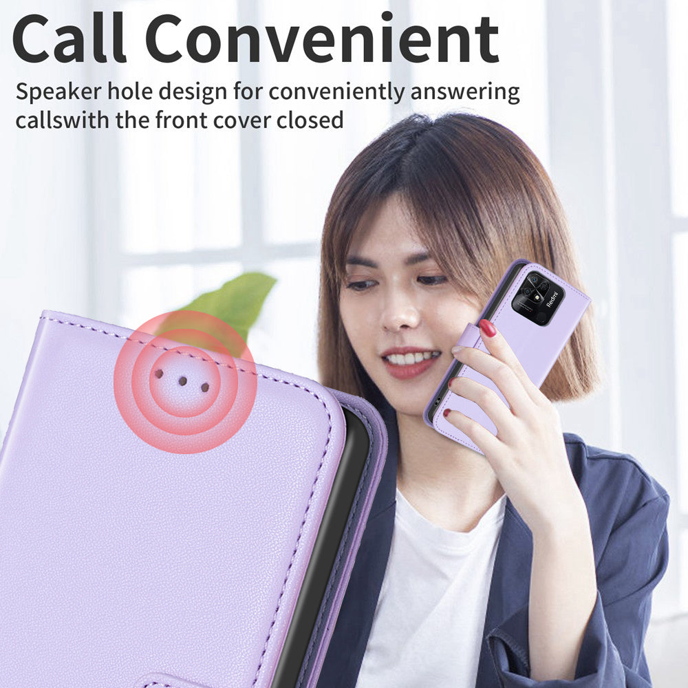 BINFEN COLOR BF17 Stand Phone Case for Xiaomi Redmi 10C 4G PU Leather Wallet Smartphone Cover