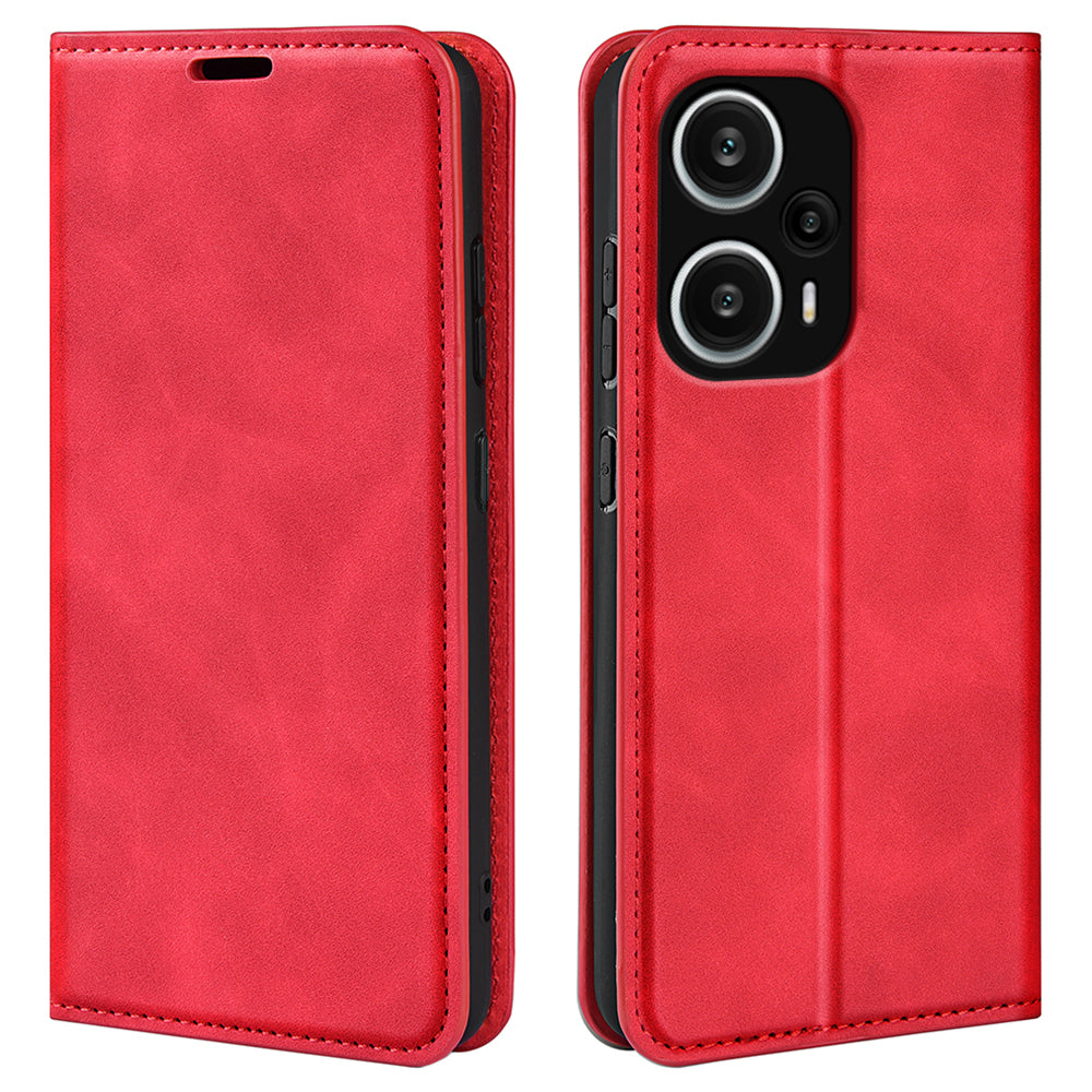For Xiaomi Redmi Note 12 Turbo / Poco F5 5G PU Leather Wallet Flip Case Skin-touch Stand Cover