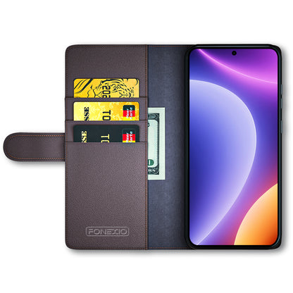 For Xiaomi Redmi Note 12 Turbo / Poco F5 5G Flip Phone Case Genuine Split Leather Wallet Stand Cover