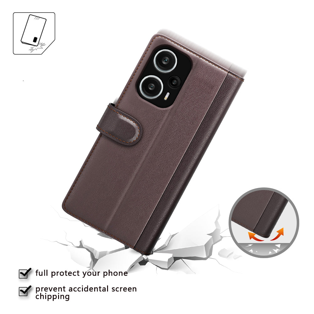 For Xiaomi Redmi Note 12 Turbo / Poco F5 5G Flip Phone Case Genuine Split Leather Wallet Stand Cover
