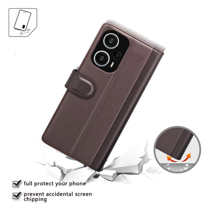 For Xiaomi Redmi Note 12 Turbo / Poco F5 5G Flip Phone Case Genuine Split Leather Wallet Stand Cover