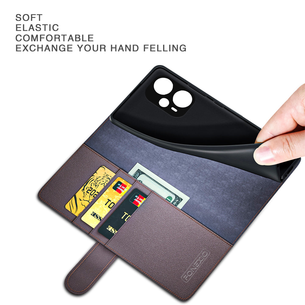 For Xiaomi Redmi Note 12 Turbo / Poco F5 5G Flip Phone Case Genuine Split Leather Wallet Stand Cover