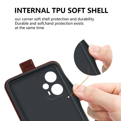 Phone Case for Xiaomi Redmi Note 12 Turbo / Poco F5 5G Vertical Flip PU Leather Phone Cover with Card Slots