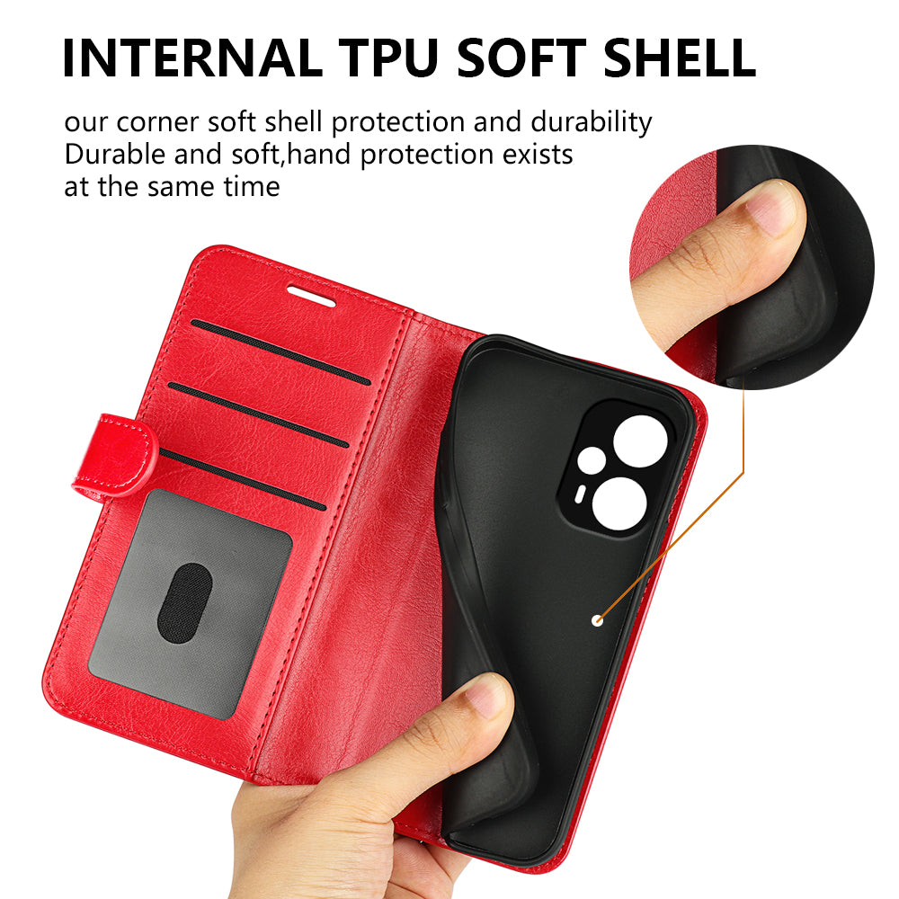 For Xiaomi Redmi Note 12 Turbo / Poco F5 5G PU Leather Phone Cover Crazy Horse Texture Wallet Stand Case