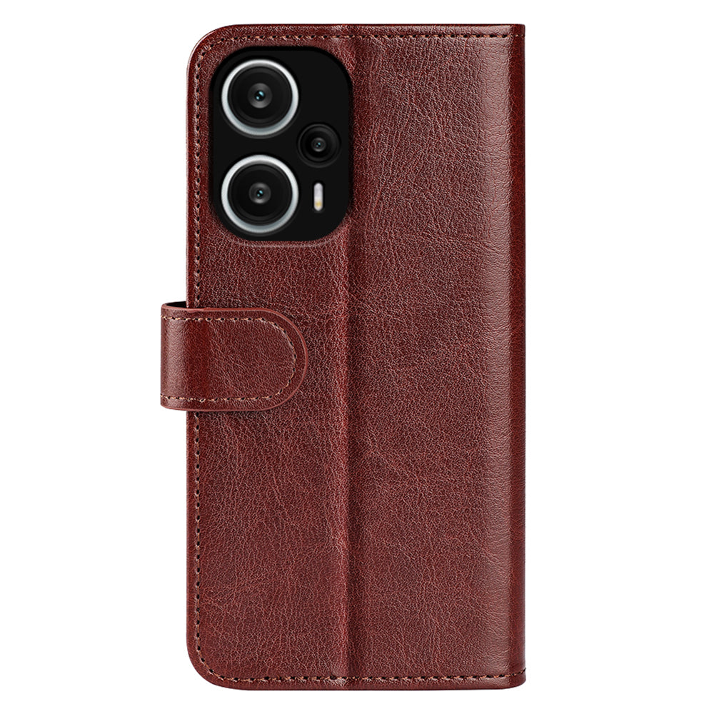 For Xiaomi Redmi Note 12 Turbo / Poco F5 5G PU Leather Phone Cover Crazy Horse Texture Wallet Stand Case