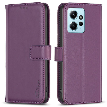 BINFEN COLOR BF17 For Xiaomi Redmi Note 12 4G Phone Stand Case PU Leather Cell Phone Wallet Cover