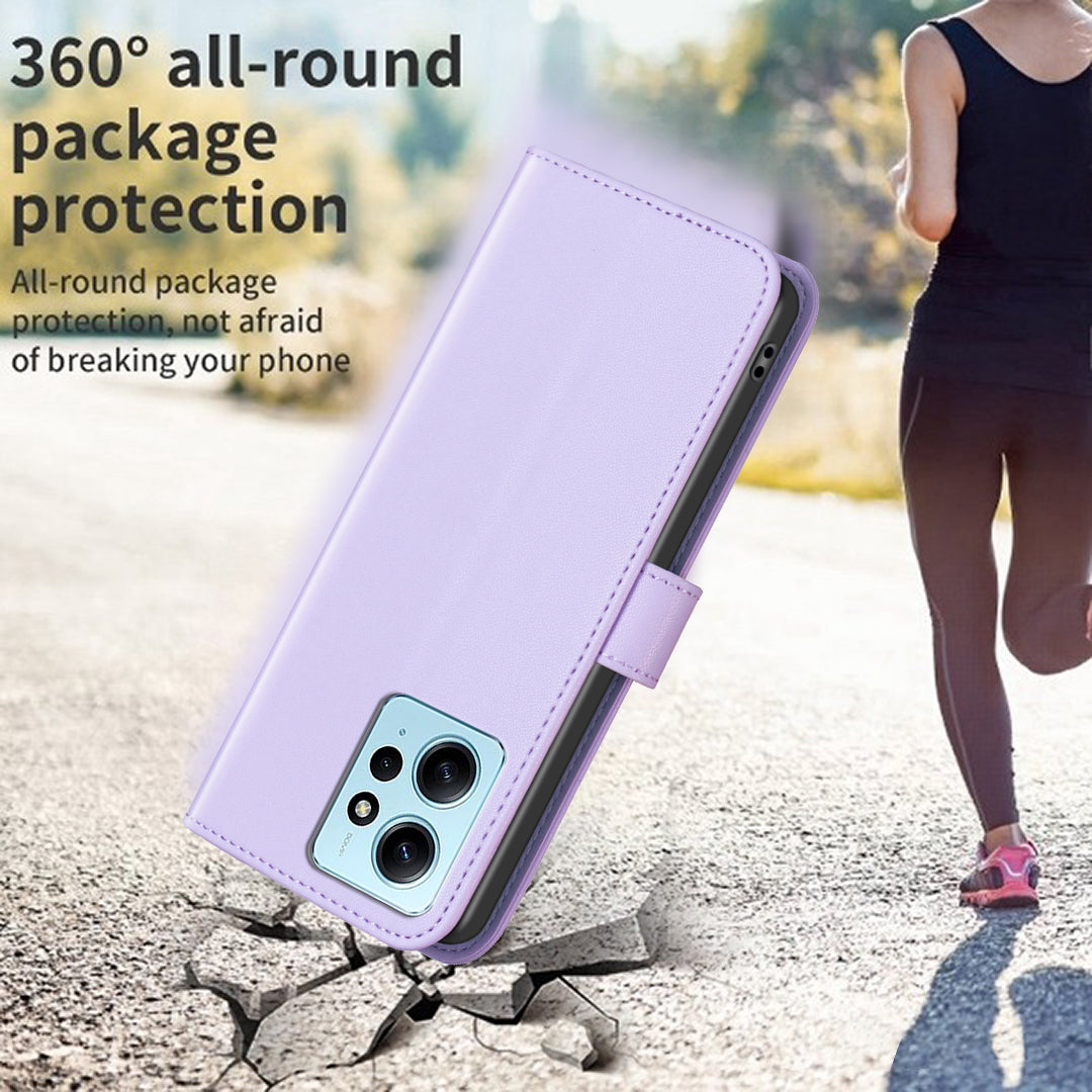 BINFEN COLOR BF17 For Xiaomi Redmi Note 12 4G Phone Stand Case PU Leather Cell Phone Wallet Cover