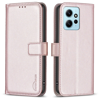 BINFEN COLOR BF17 For Xiaomi Redmi Note 12 4G Phone Stand Case PU Leather Cell Phone Wallet Cover