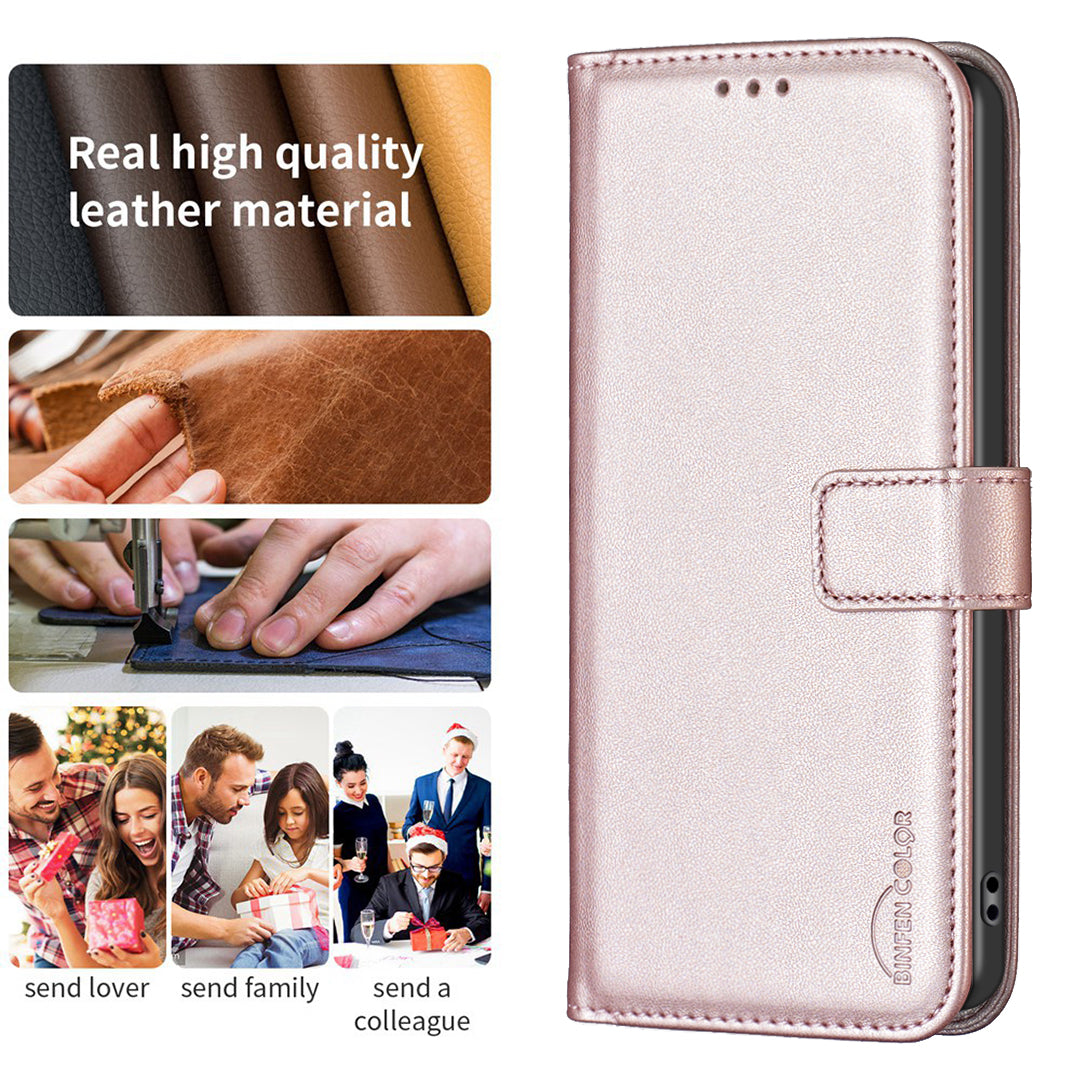 BINFEN COLOR BF17 For Xiaomi Redmi Note 12 4G Phone Stand Case PU Leather Cell Phone Wallet Cover