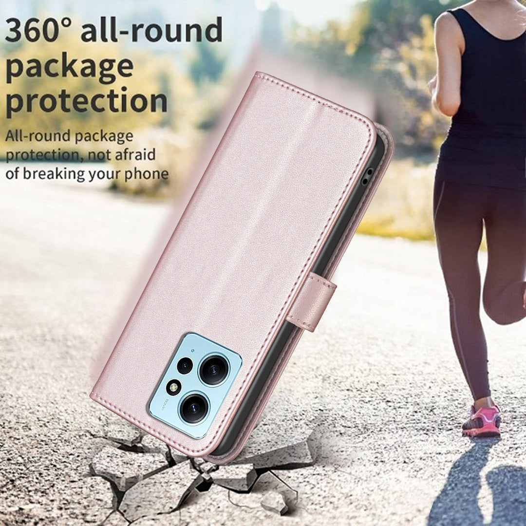 BINFEN COLOR BF17 For Xiaomi Redmi Note 12 4G Phone Stand Case PU Leather Cell Phone Wallet Cover