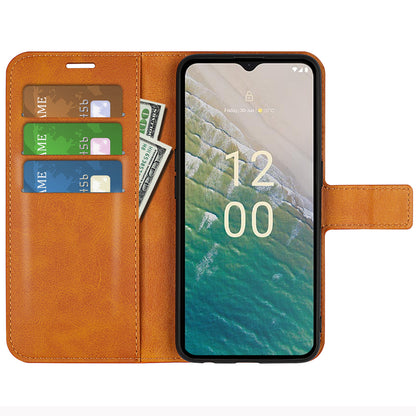 For Nokia C32 Stand Shell Wallet Square Magnetic Closure PU Leather Calf Texture Phone Case