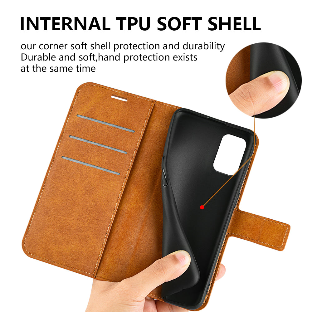 For Nokia C32 Stand Shell Wallet Square Magnetic Closure PU Leather Calf Texture Phone Case