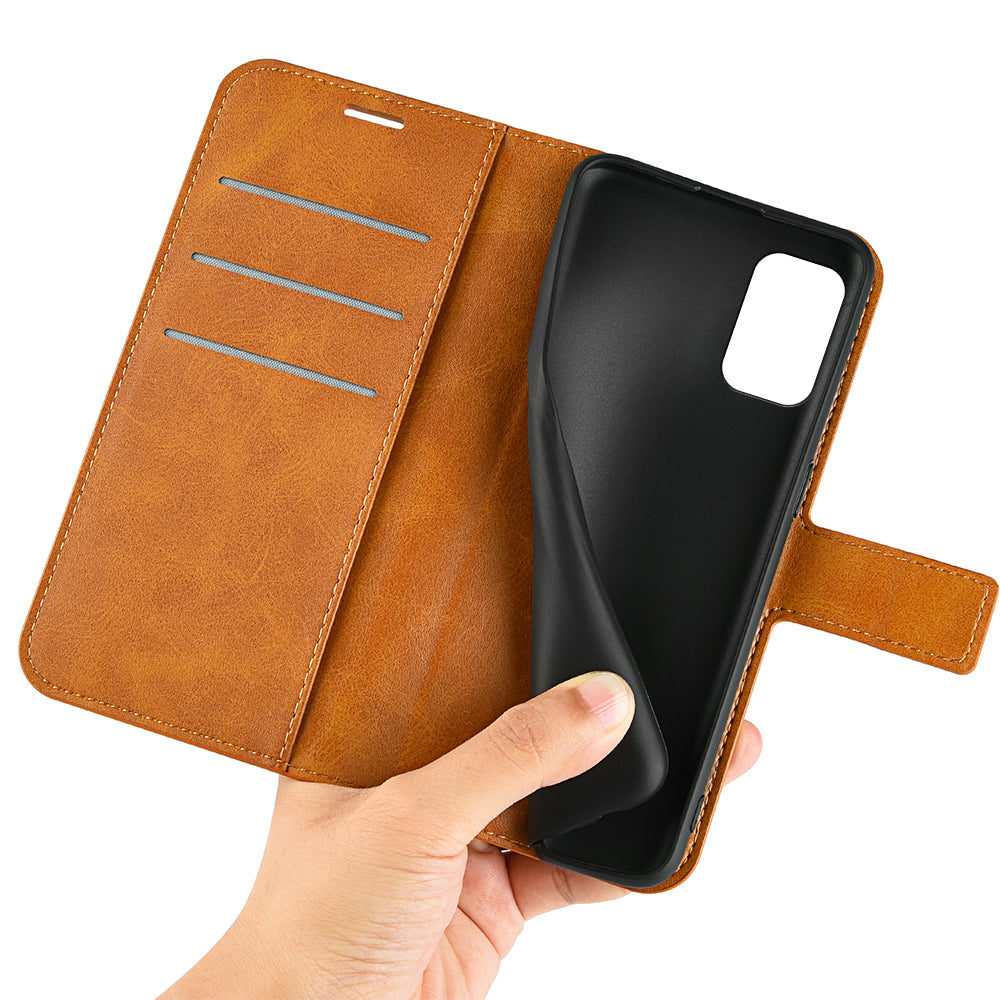 For Nokia C32 Stand Shell Wallet Square Magnetic Closure PU Leather Calf Texture Phone Case