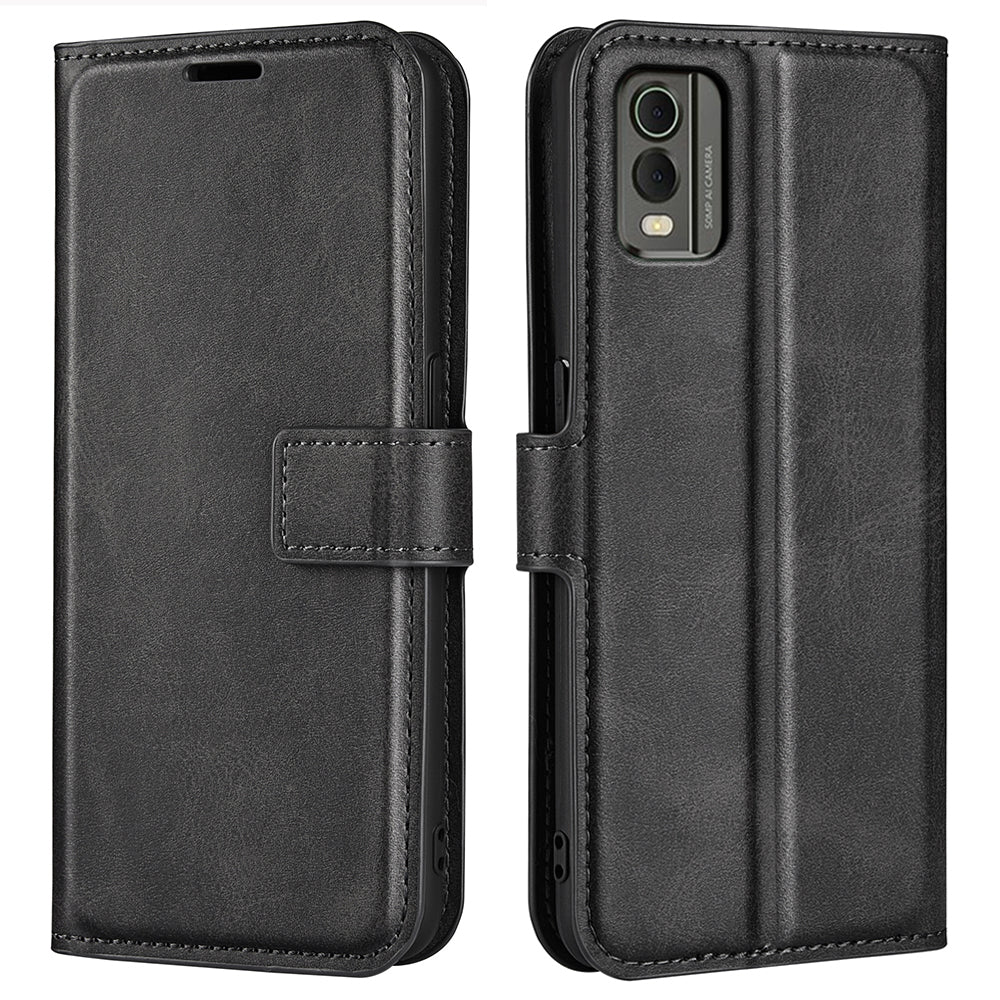 For Nokia C32 Stand Shell Wallet Square Magnetic Closure PU Leather Calf Texture Phone Case