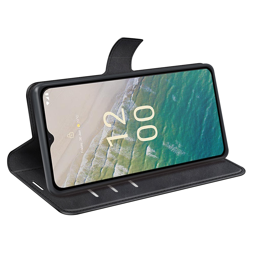 For Nokia C32 Stand Shell Wallet Square Magnetic Closure PU Leather Calf Texture Phone Case