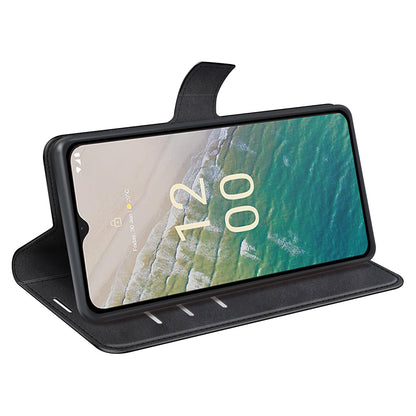 For Nokia C32 Stand Shell Wallet Square Magnetic Closure PU Leather Calf Texture Phone Case