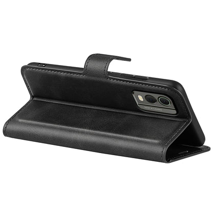 For Nokia C32 Stand Shell Wallet Square Magnetic Closure PU Leather Calf Texture Phone Case