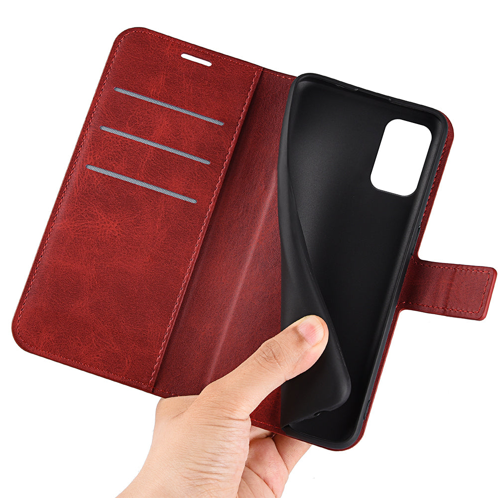 For Nokia C32 Stand Shell Wallet Square Magnetic Closure PU Leather Calf Texture Phone Case
