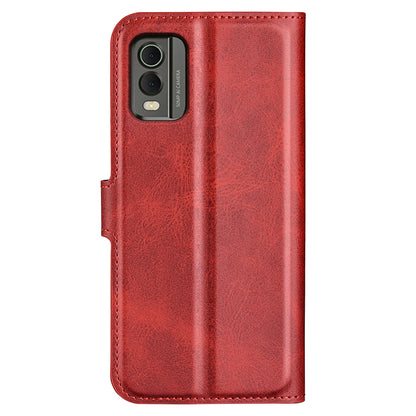 For Nokia C32 Stand Shell Wallet Square Magnetic Closure PU Leather Calf Texture Phone Case
