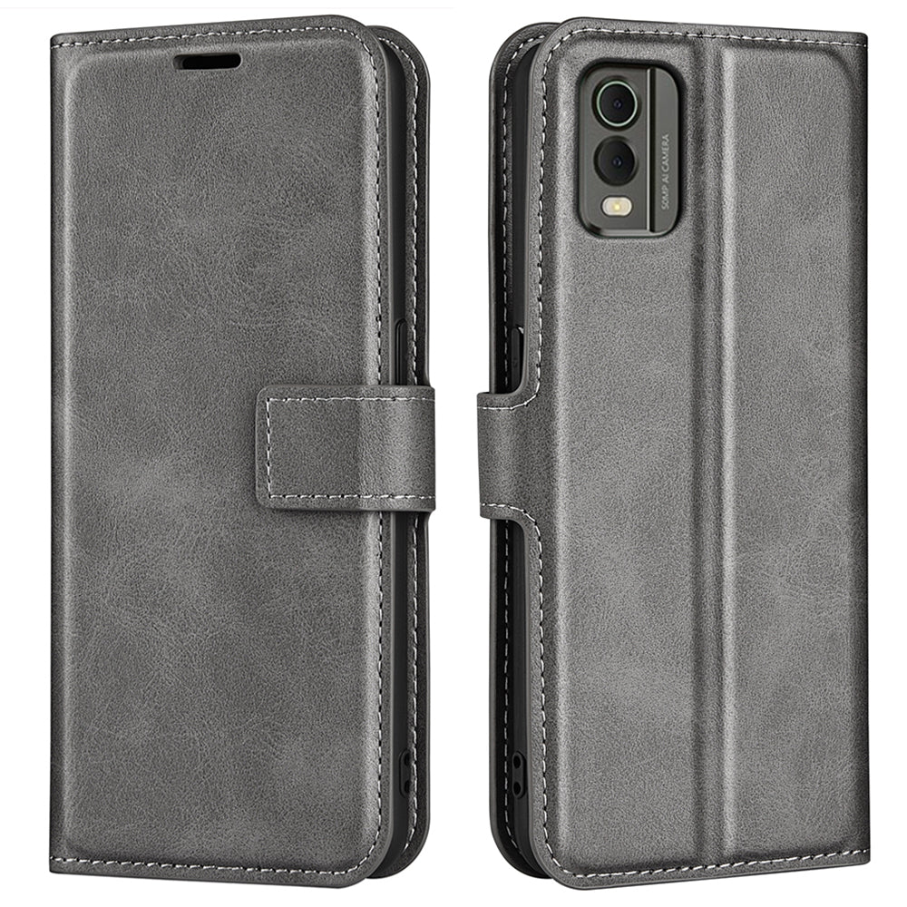 For Nokia C32 Stand Shell Wallet Square Magnetic Closure PU Leather Calf Texture Phone Case