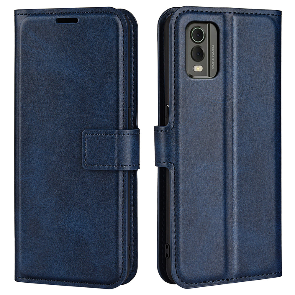 For Nokia C32 Stand Shell Wallet Square Magnetic Closure PU Leather Calf Texture Phone Case