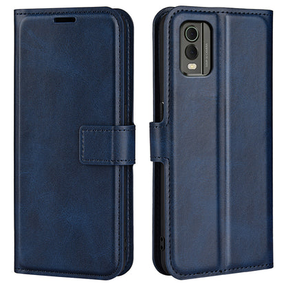 For Nokia C32 Stand Shell Wallet Square Magnetic Closure PU Leather Calf Texture Phone Case