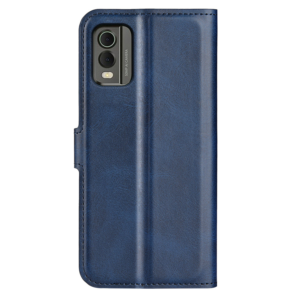 For Nokia C32 Stand Shell Wallet Square Magnetic Closure PU Leather Calf Texture Phone Case