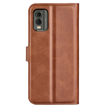 For Nokia C32 Stand Shell Wallet Square Magnetic Closure PU Leather Calf Texture Phone Case