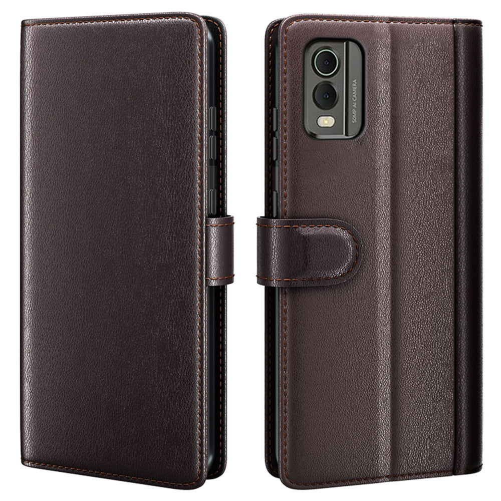 For Nokia C32 Scratch Proof Magnetic Flip Phone Case Genuine Split Leather Wallet Stand Cover