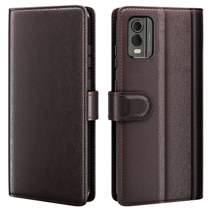 For Nokia C32 Scratch Proof Magnetic Flip Phone Case Genuine Split Leather Wallet Stand Cover