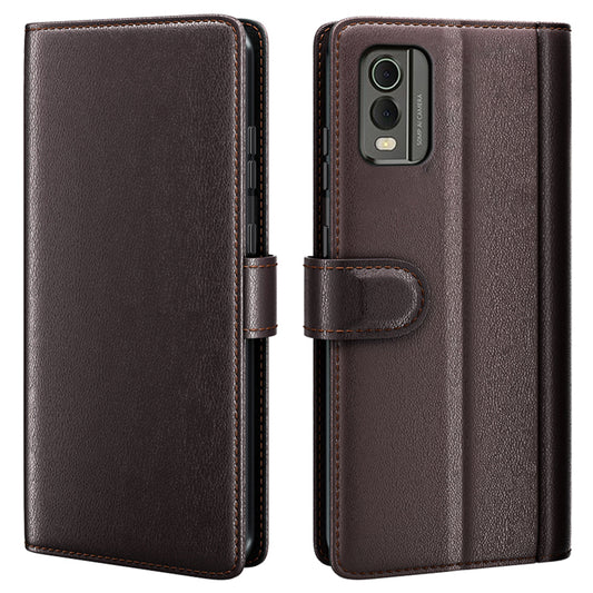 For Nokia C32 Scratch Proof Magnetic Flip Phone Case Genuine Split Leather Wallet Stand Cover