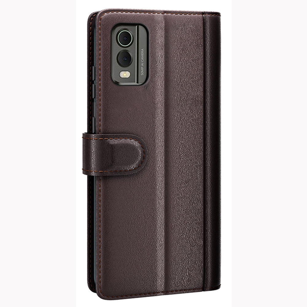 For Nokia C32 Scratch Proof Magnetic Flip Phone Case Genuine Split Leather Wallet Stand Cover