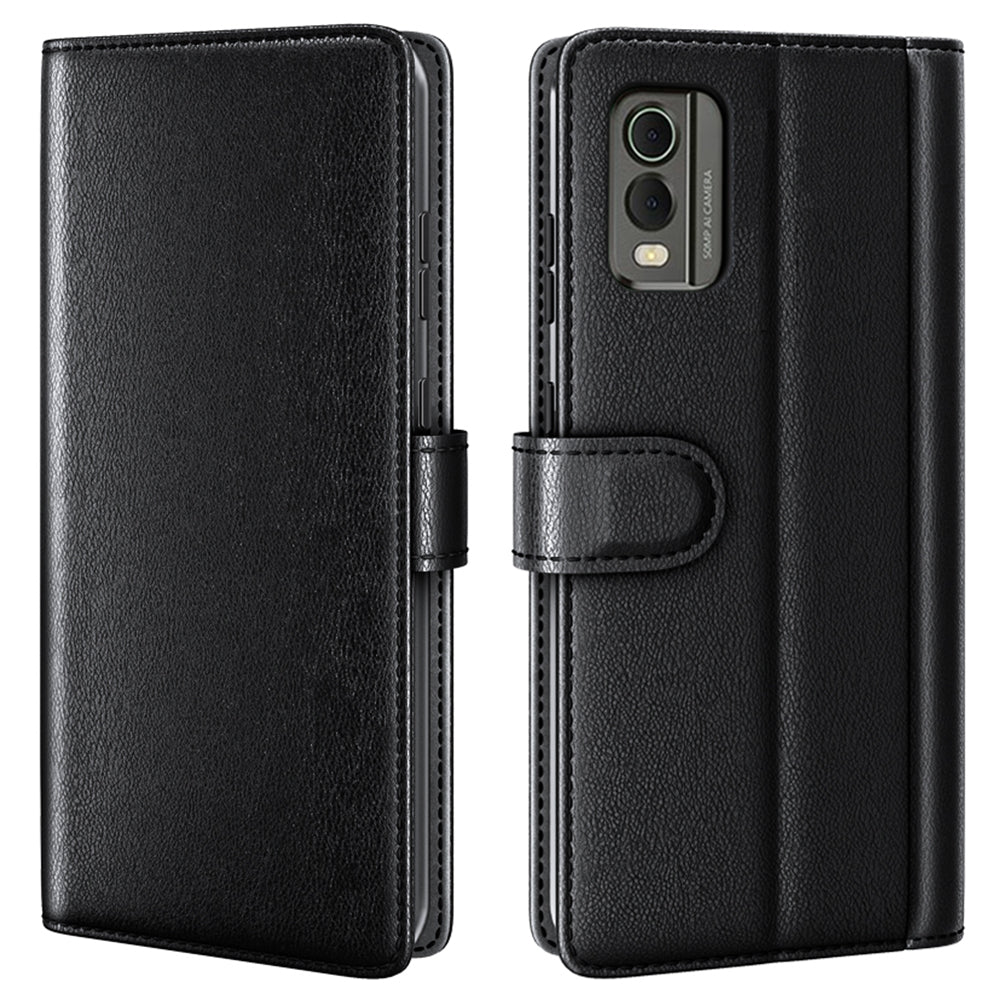For Nokia C32 Scratch Proof Magnetic Flip Phone Case Genuine Split Leather Wallet Stand Cover