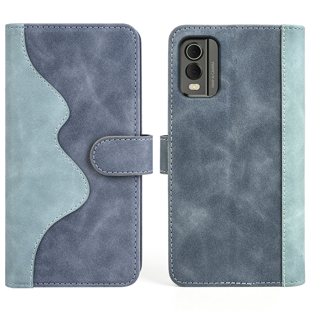 For Nokia C32 PU Leather Wallet Phone Cover Dual-color Splicing Protective Case with Stand Function