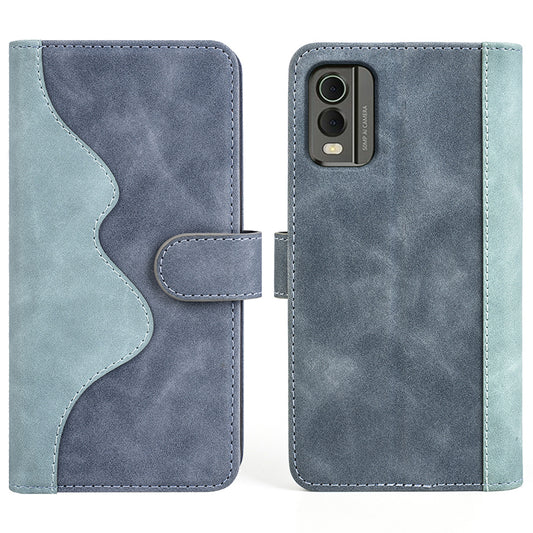 For Nokia C32 PU Leather Wallet Phone Cover Dual-color Splicing Protective Case with Stand Function