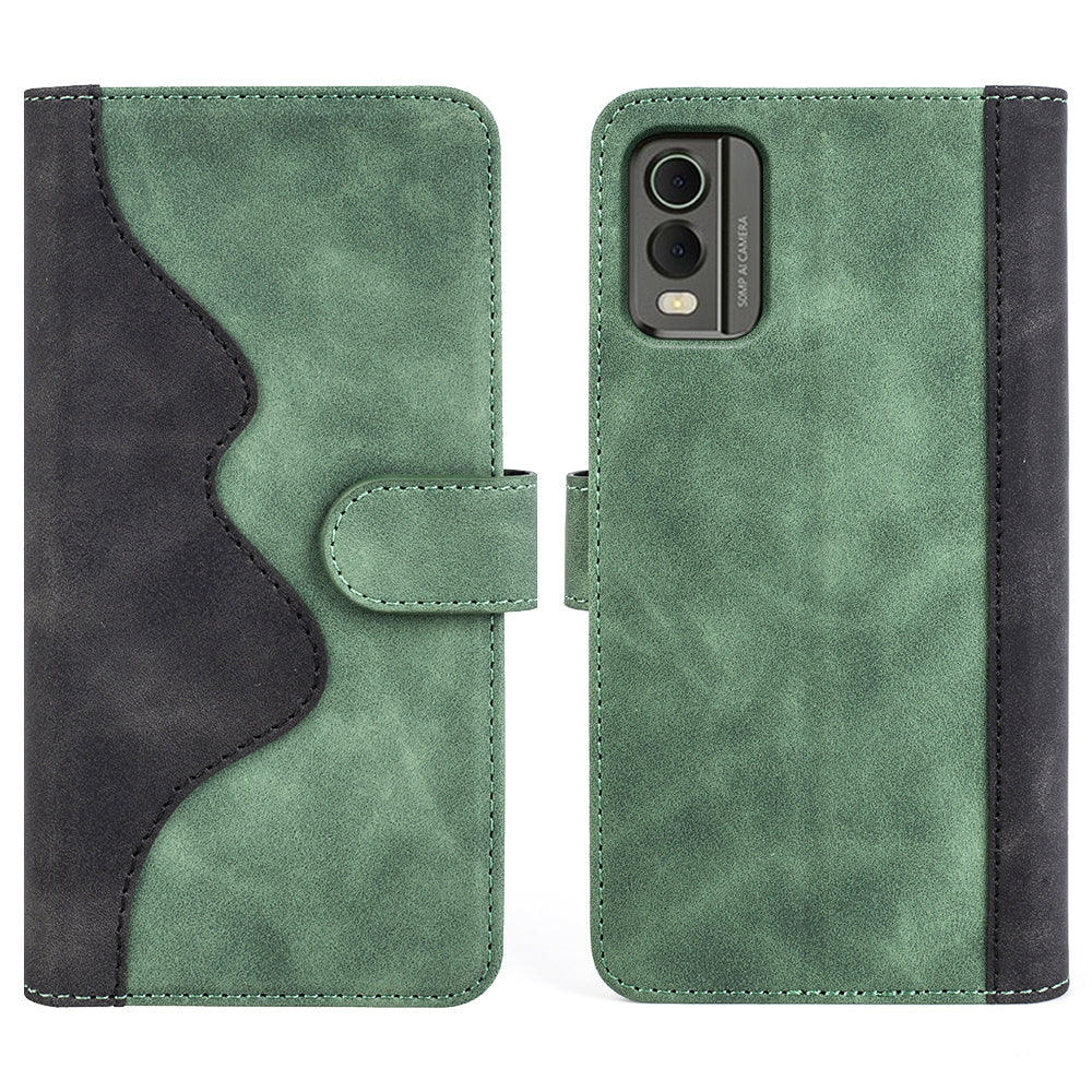 For Nokia C32 PU Leather Wallet Phone Cover Dual-color Splicing Protective Case with Stand Function