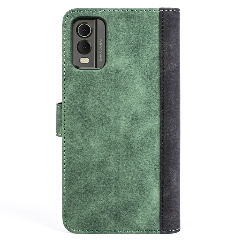 For Nokia C32 PU Leather Wallet Phone Cover Dual-color Splicing Protective Case with Stand Function