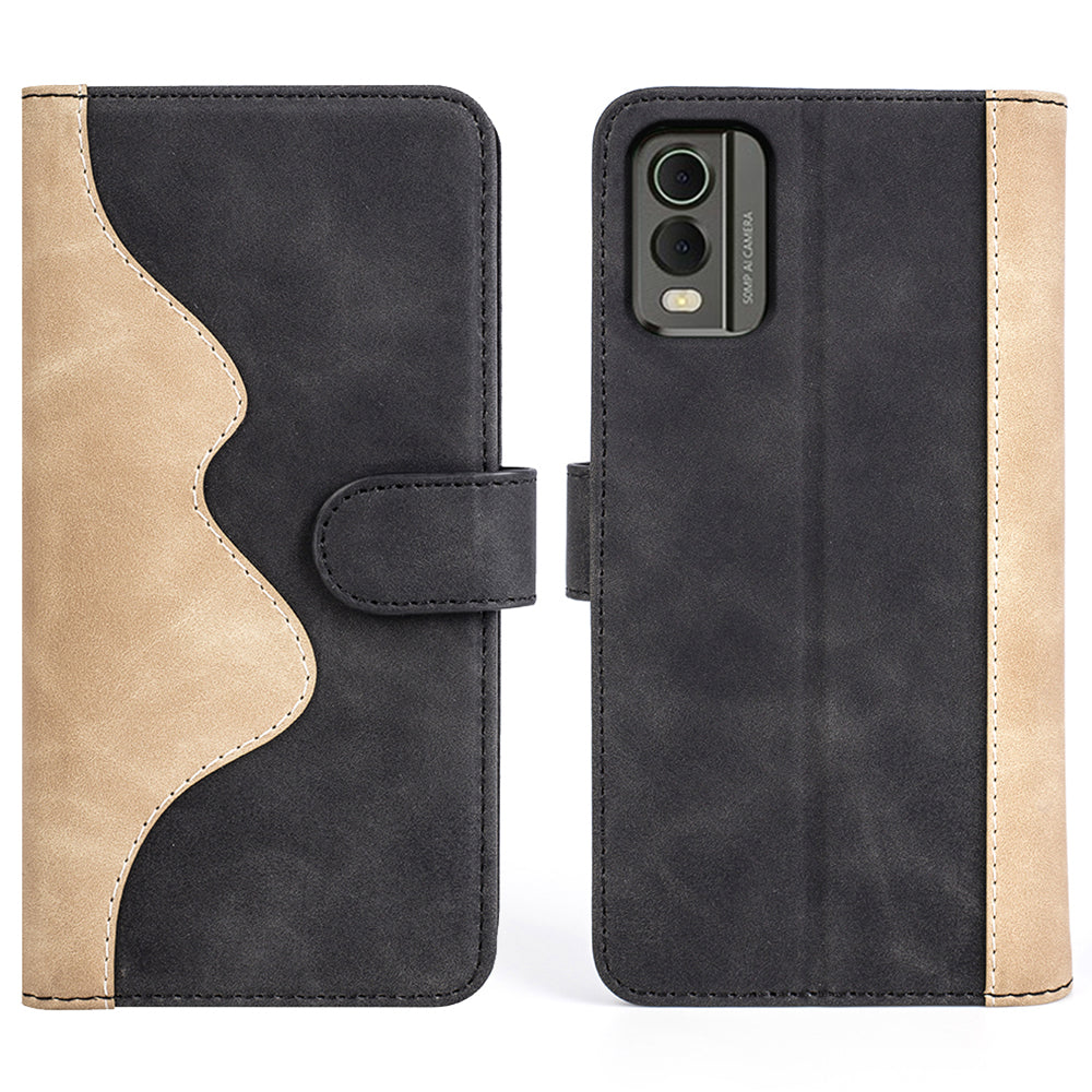 For Nokia C32 PU Leather Wallet Phone Cover Dual-color Splicing Protective Case with Stand Function