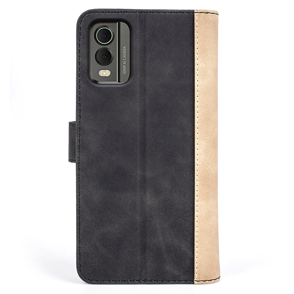 For Nokia C32 PU Leather Wallet Phone Cover Dual-color Splicing Protective Case with Stand Function