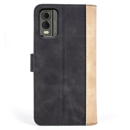 For Nokia C32 PU Leather Wallet Phone Cover Dual-color Splicing Protective Case with Stand Function