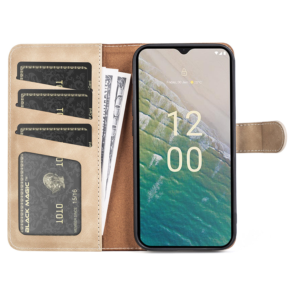 For Nokia C32 PU Leather Wallet Phone Cover Dual-color Splicing Protective Case with Stand Function