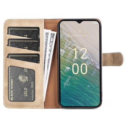 For Nokia C32 PU Leather Wallet Phone Cover Dual-color Splicing Protective Case with Stand Function