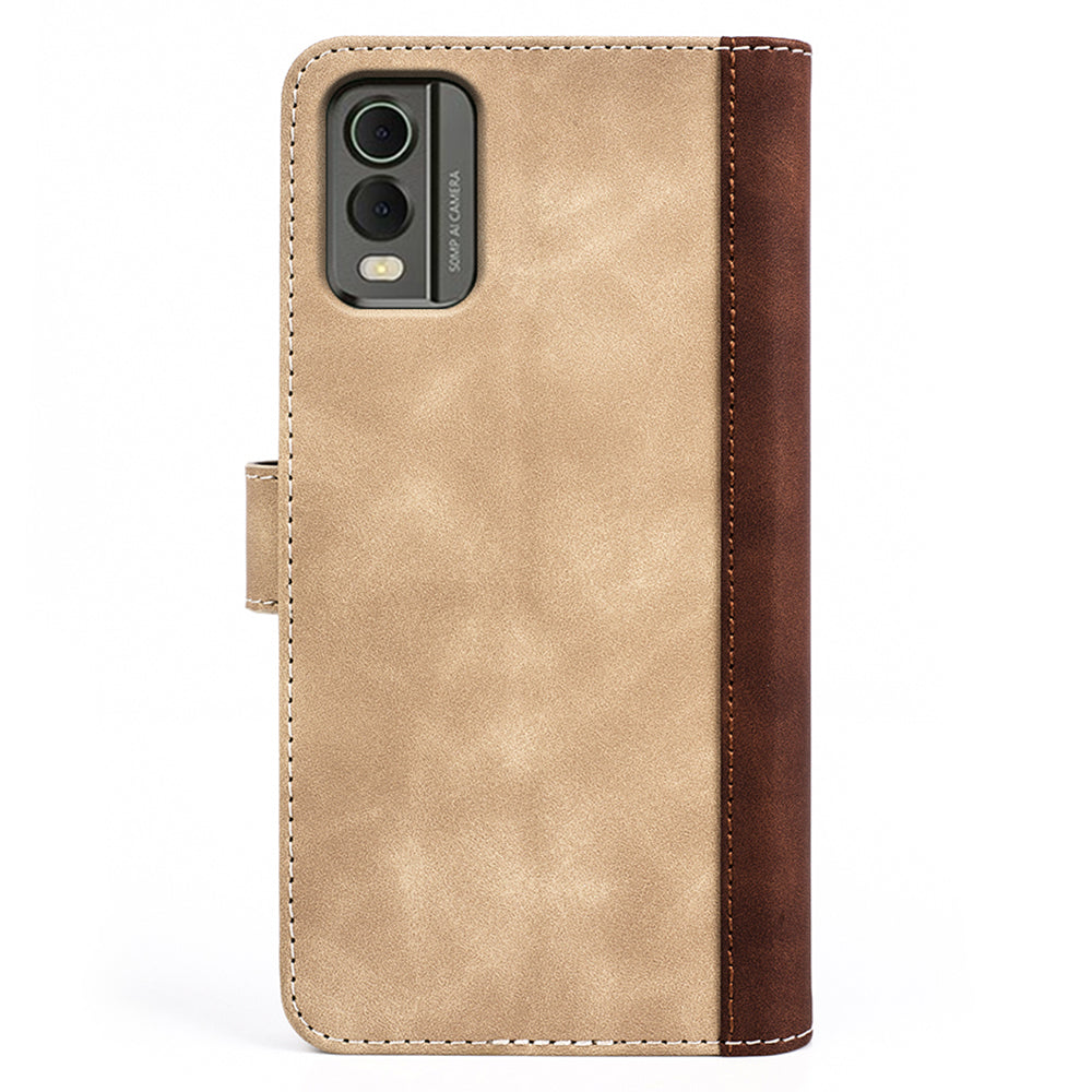 For Nokia C32 PU Leather Wallet Phone Cover Dual-color Splicing Protective Case with Stand Function