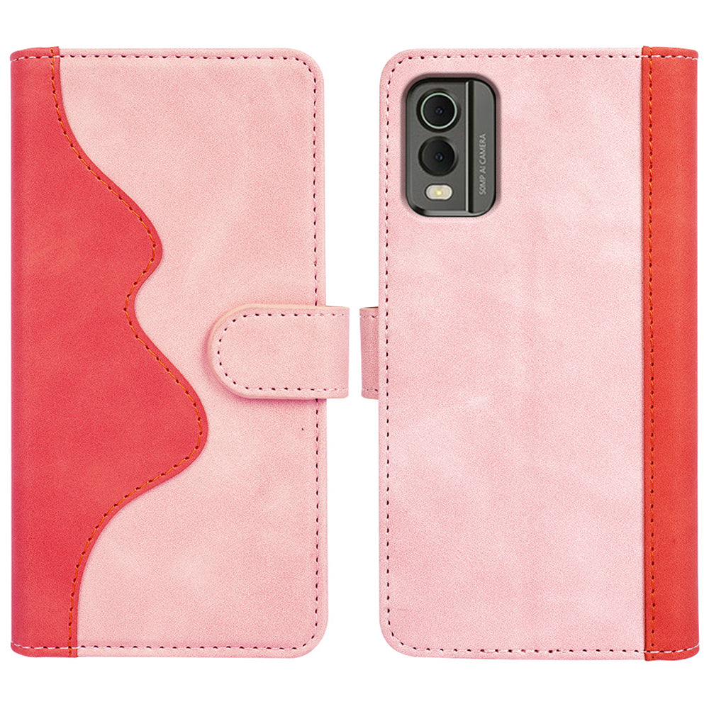 For Nokia C32 PU Leather Wallet Phone Cover Dual-color Splicing Protective Case with Stand Function